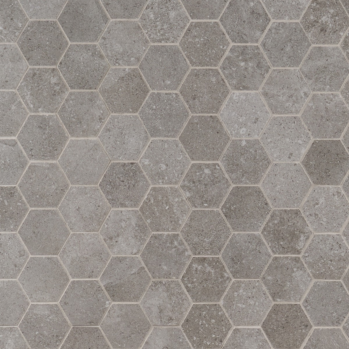 Lux Tile New Rock Fossil Dark Gray 3" Hexagon Matte Porcelain Mosaic Tile