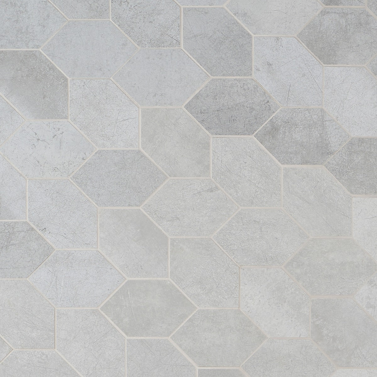 Bond Nimbus Silver Foliage Hexagon Matte Porcelain Mosaic Tile - Lux Tile