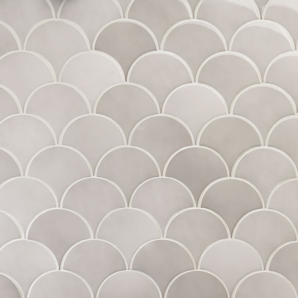 Lux Tile Mist Gray Fish Scale Polished Ceramic Wall Tile - 5"
