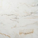 Lux Tile Calacatta Macchia White Gold 12x24 Marble Look Matte Porcelain Tile