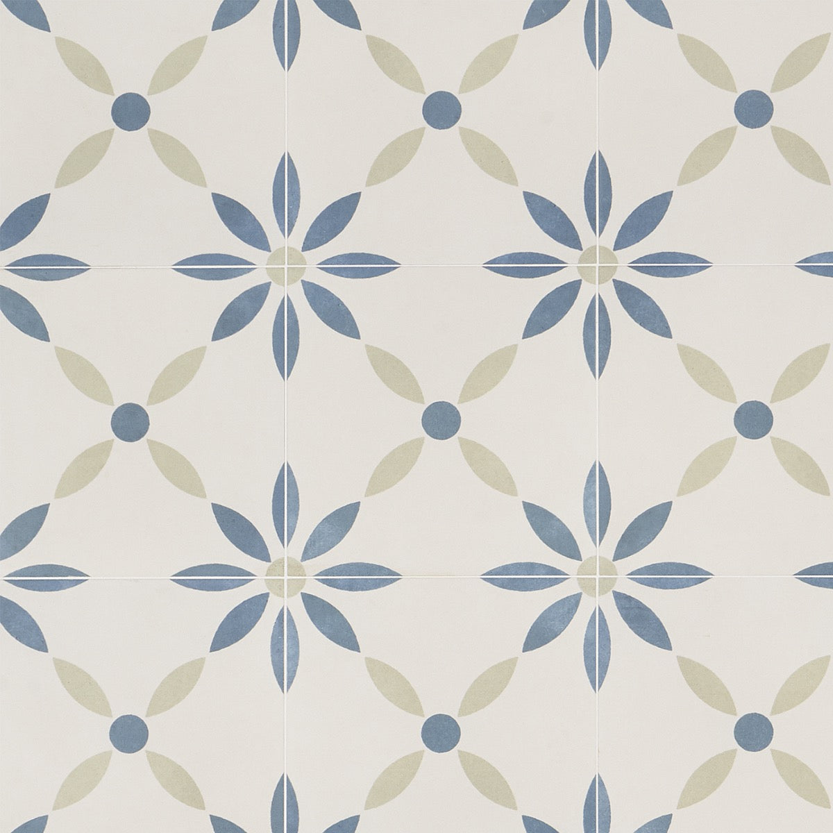 Lapaz White Flower 9x9 Matte Porcelain Tile - Mediterranean Design
