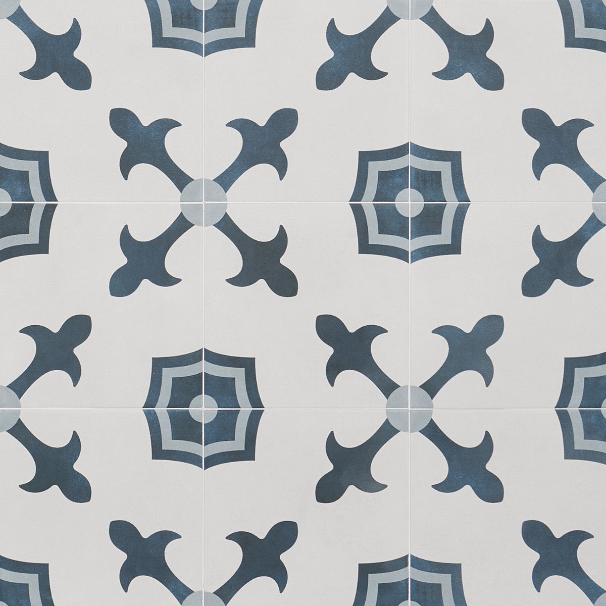 Lapaz White & Blue Herald 9x9 Matte Porcelain Tile - Mediterranean Design