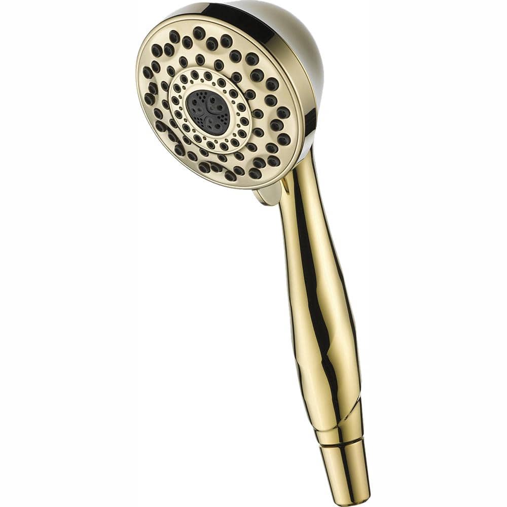 Delta 7-Spray 3.81 in. Wall Mount Handheld Shower Head in Polished Brass, 1.75 GPM