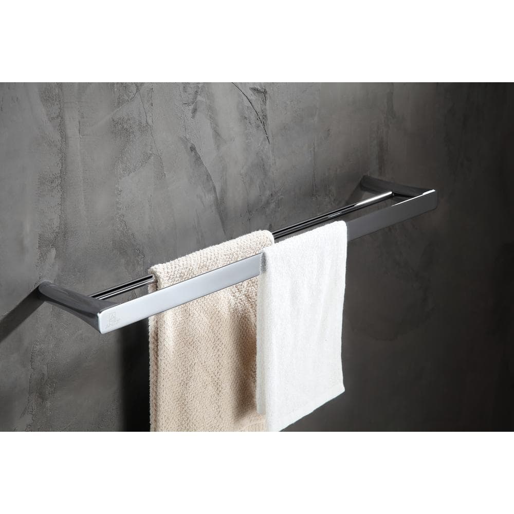 ANZZI Caster 3 Series Double Towel Bar, Polished Chrome, 25.13 in Length