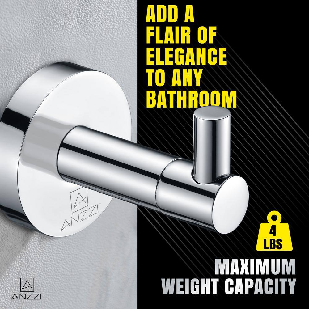 ANZZI Caster Series Single Robe Hook in Polished Chrome