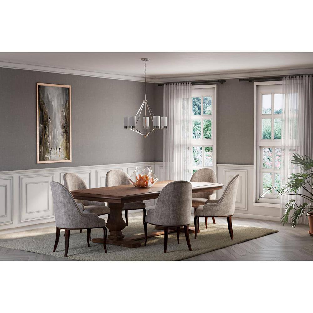 Progress Lighting Elevate Collection 5-Light Polished Chrome Etched White Glass Mid-Century Modern Chandelier Light