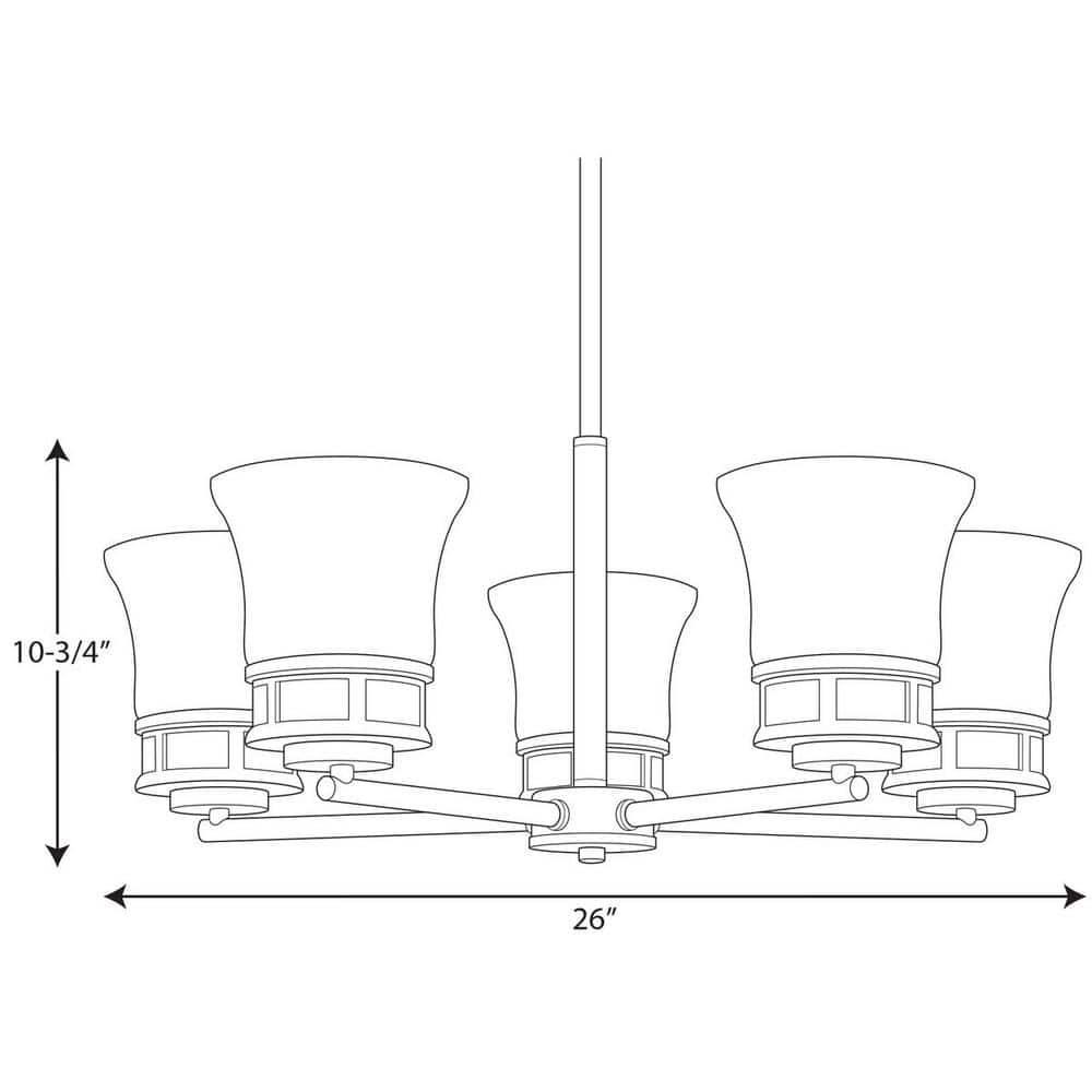 Progress Lighting Cascadia Collection 5-Light Polished Chrome Etched Glass Coastal Chandelier Light