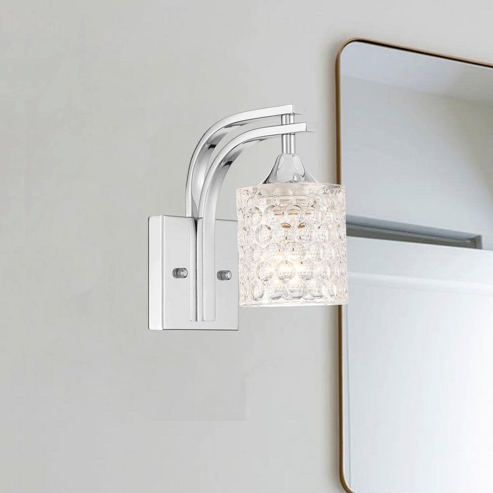 Vanity Art 1-Light Polished Chrome Wall Armed Sconce