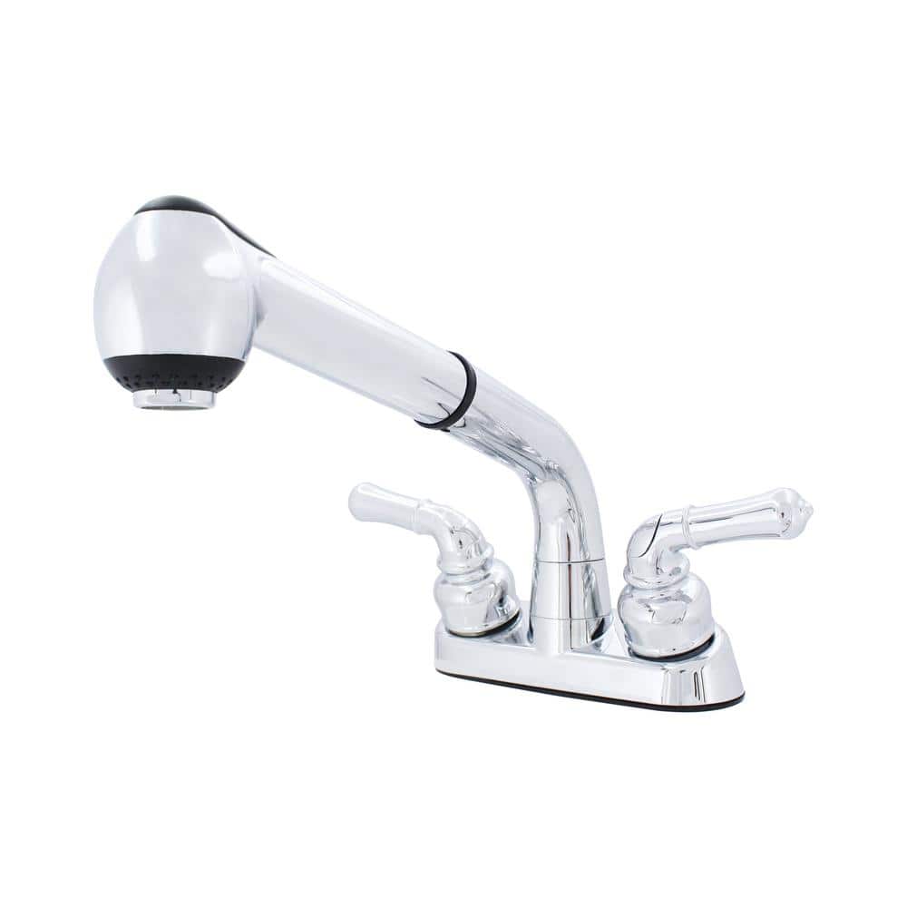 WASSERMAN FAUCETS Dual Handle Pull out Sprayer Laundry Utility Faucet with Washerless Cartridge in Chrome