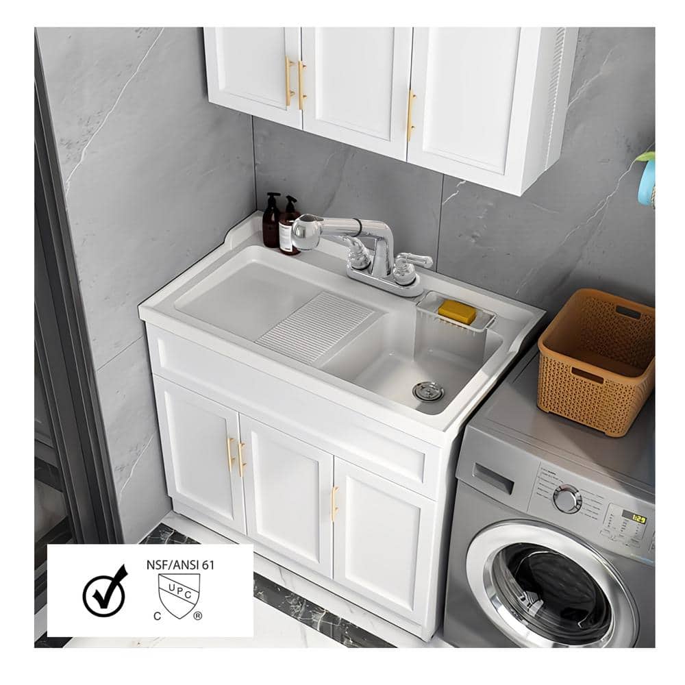 WASSERMAN FAUCETS Dual Handle Pull out Sprayer Laundry Utility Faucet with Washerless Cartridge in Chrome