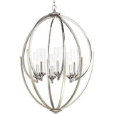 Progress Lighting Evoke Collection 6-Light Polished Nickel Clear Glass Luxe Chandelier Light