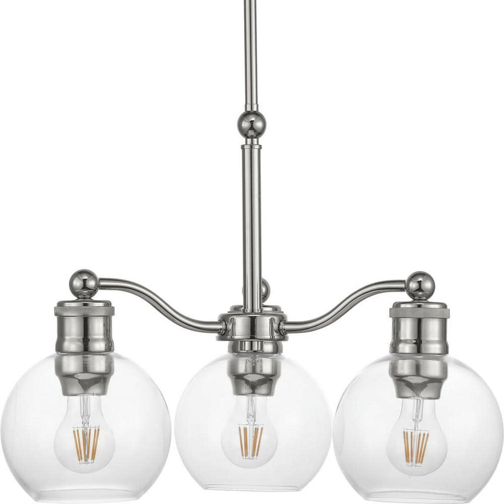 Progress Lighting Hansford 3-Light Polished Nickel Chandelier with Shade