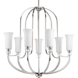 Progress Lighting Elina Collection 7-Light Polished Nickel Chandelier with Opal Glass