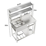 HOMEIBRO 39.4" Freestanding Laundry Utility Sink in Polished Silver