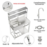 HOMEIBRO 39.4" Freestanding Laundry Utility Sink in Polished Silver