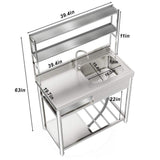 HOMEIBRO 39.4 in. Freestanding Stainless Steel Laundry Utility Sink with Right Bowl