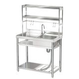 HOMEIBRO 39.4 in. Freestanding Stainless Steel Laundry Utility Sink with Right Bowl