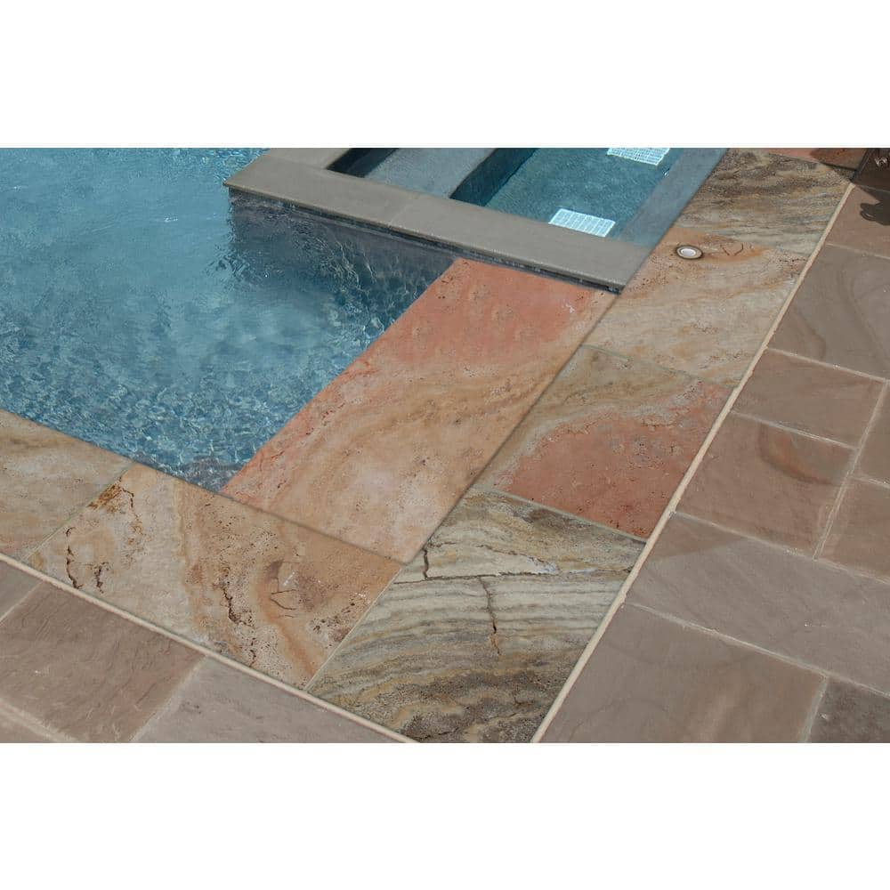 MSI Porcini 2 cm. x 12 in. x 24 in. Brushed Travertine Pool Coping (2 sq. ft.)