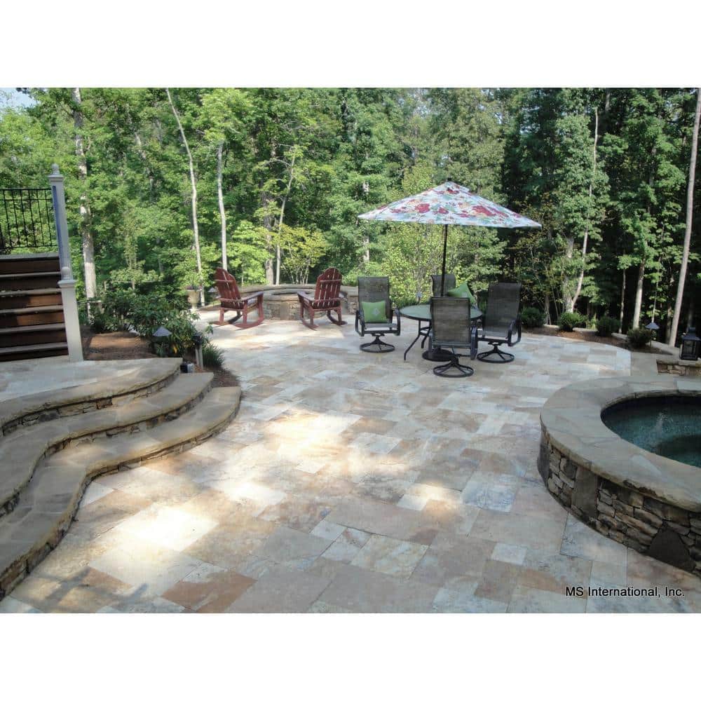 MSI Porcini Gold 2 cm. x 16 in. x 24 in. Tumbled Travertine Paver Tile 2.66 sq. ft.)