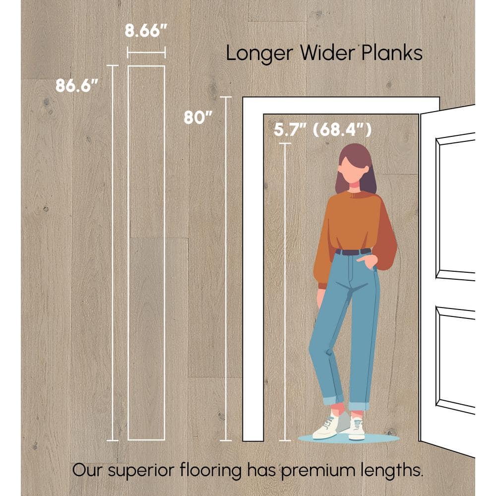 ASPEN FLOORING Portside White Oak 9/16 in. T x 8.66 in. W Tongue and Groove Wire Brushed Engineered Hardwood Flooring (31.25 sqft/case)