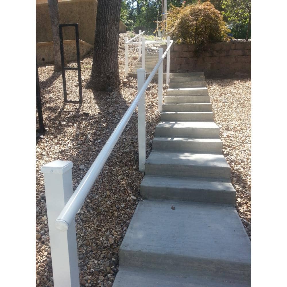EZ Handrail 1.9 in. Aluminum Round ADA Handrail White Endcap