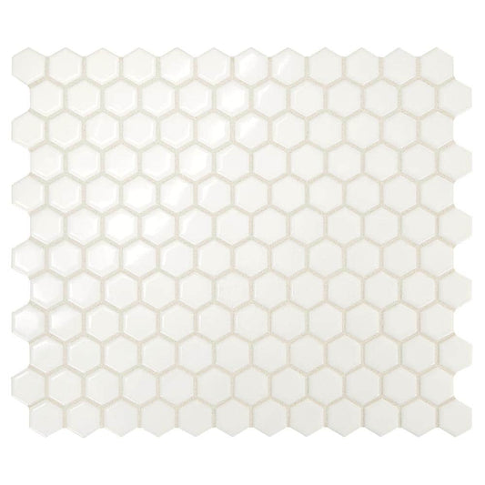 Daltile Premier Accents Powder White Hexagon 10 in. x 12 in. x 4 mm Porcelain Mosaic Floor and Wall Tile (0.84 sq. ft. / piece)