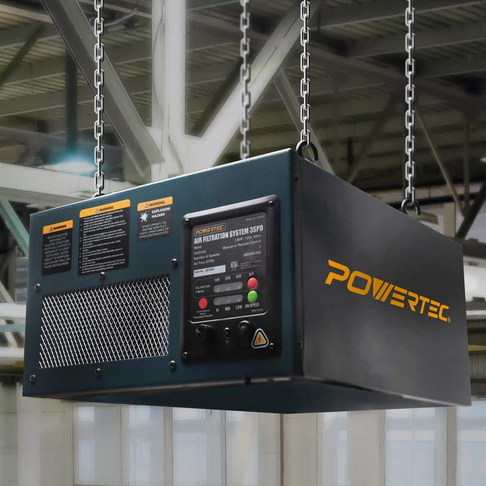 POWERTEC 3-Speed Remote Controlled Air Filtration Systems (300/350/400 CFM)
