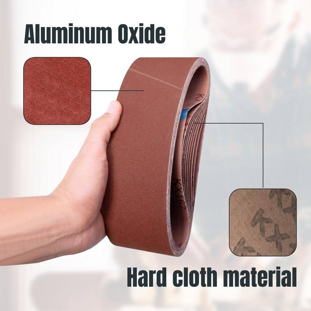 POWERTEC 3 in. x 18 in. 60/80/120/150/240/400-Grit Aluminum Oxide Sanding Belts Assortment for Portable Belt Sander (18-Pack)