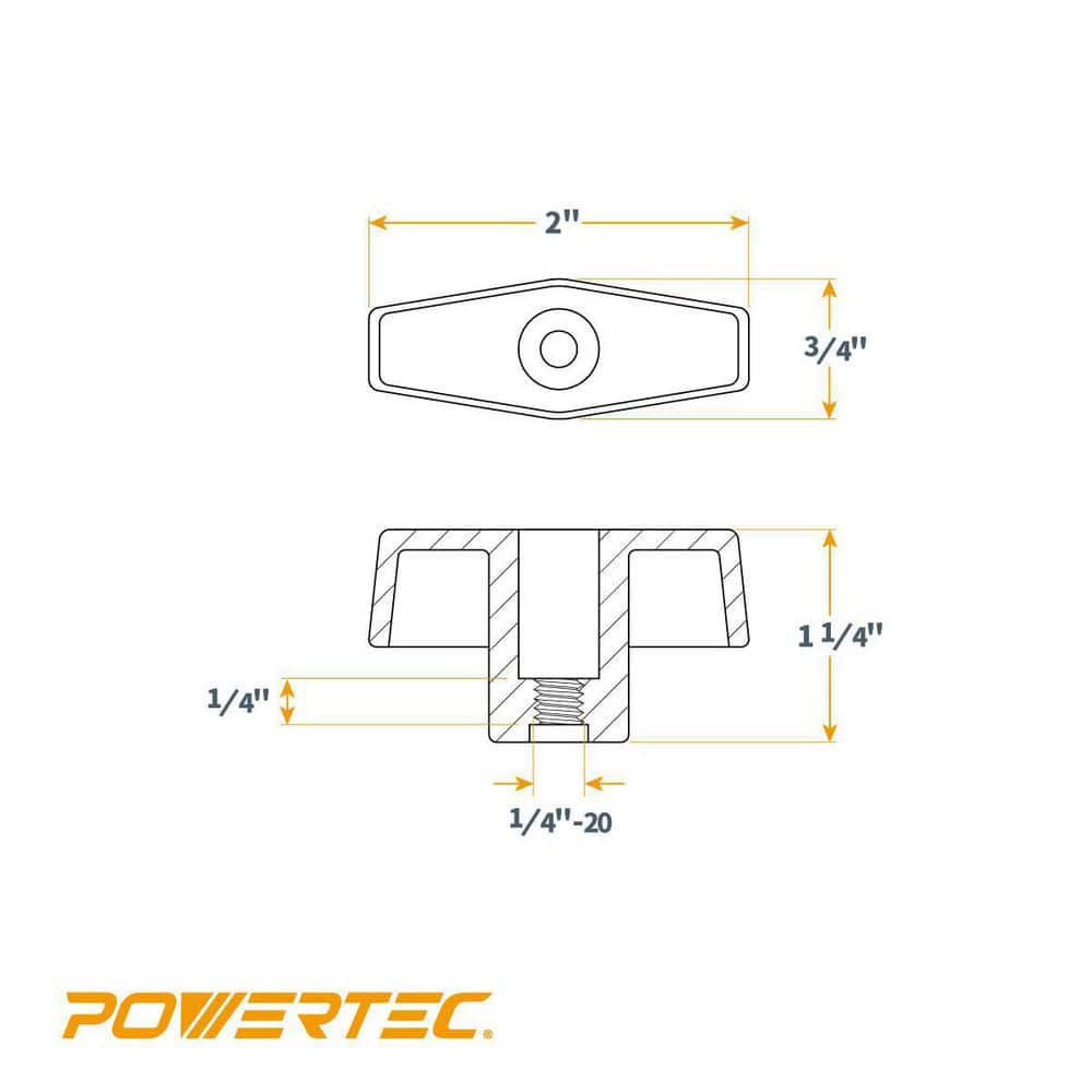 POWERTEC 1/4 in. - 20 Thru Knob (5-Pack)