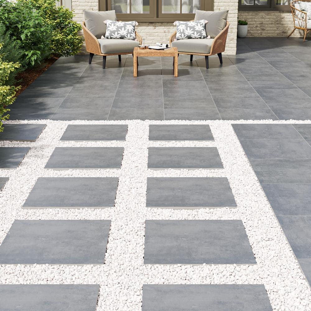 MSI Praia Grey 2 cm. x 24 in. x 24 in. Matte Porcelain Stone Look Paver Tile (8 sq. ft./case)