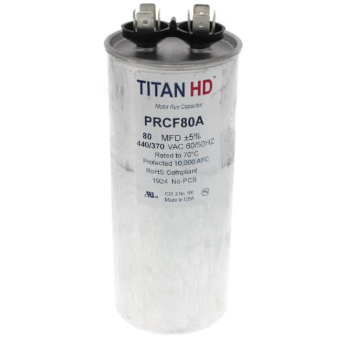 Titan HD PRCF80A capacitor - front view (Product Type: Capacitor; Voltage: 440/370V)
