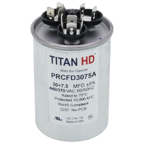 Titan HD PRCFD3075A capacitor - front view (Product Type: Capacitor; Voltage: 440/370V)