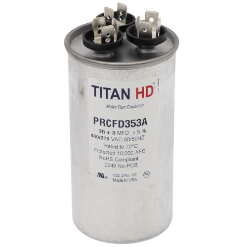 Titan HD PRCFD353A capacitor - front view (Product Type: Capacitor; Voltage: 440/370V)