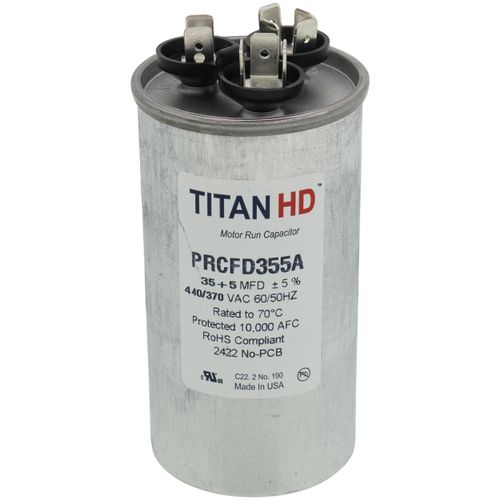 Titan HD PRCFD355A capacitor - front view (Product Type: Capacitor; Voltage: 440/370V)