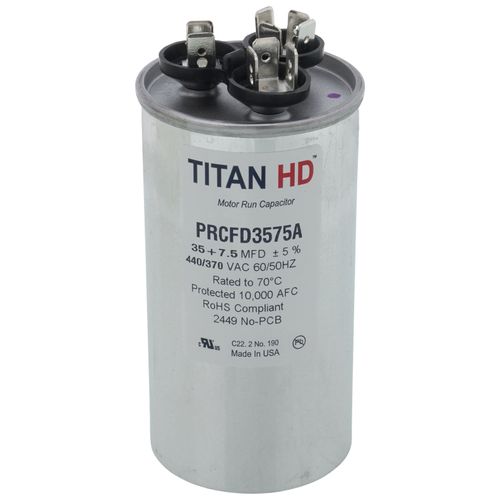 Titan HD PRCFD3575A capacitor - front view (Product Type: Capacitor; Voltage: 440/370V)