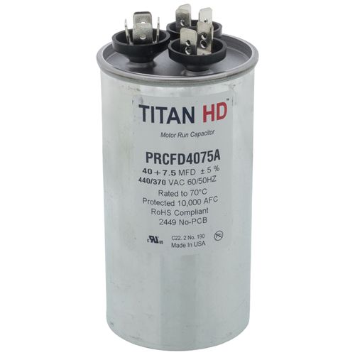 Titan HD PRCFD4075A capacitor - front view (Product Type: Capacitor; Voltage: 440/370V)