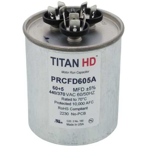 Titan HD PRCFD605A capacitor - front view (Product Type: Capacitor; Voltage: 440/370V)