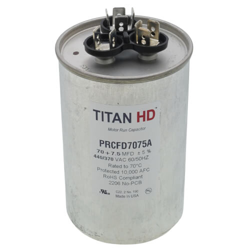 Titan HD PRCFD7075A capacitor - front view (Product Type: Capacitor; Voltage: 440/370V)