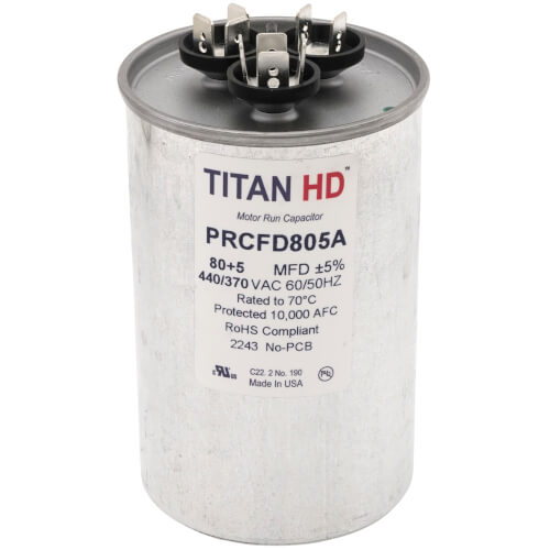 Titan HD PRCFD805A capacitor - front view (Product Type: Capacitor; Voltage: 440/370V)