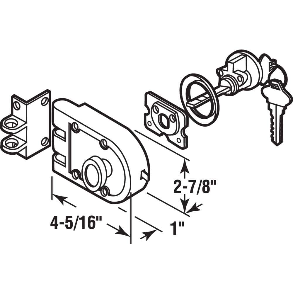 Prime-Line Diecast Brass Night Latch and Locking Cylinder, Satin Nickel Finish, U 10817