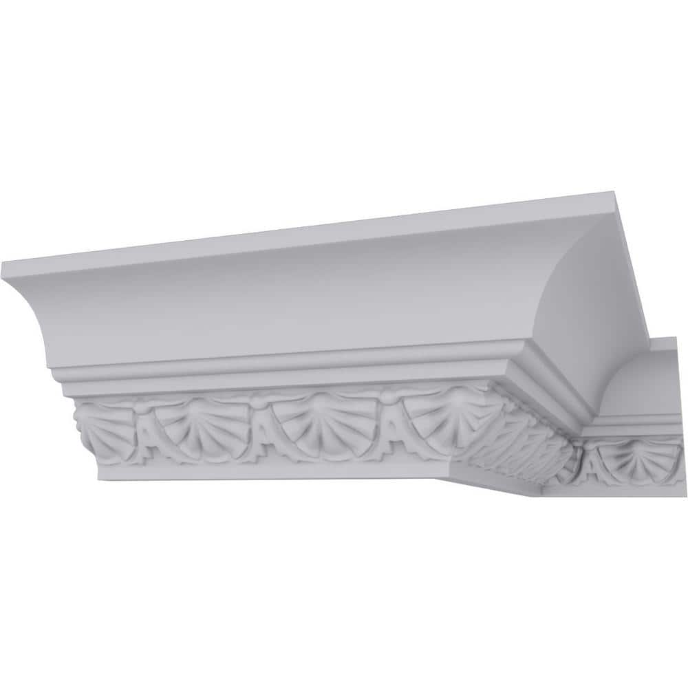 Ekena Millwork 2-3/4 in. x 2-7/8 in. x 94-1/2 in. Polyurethane Shell Crown Moulding