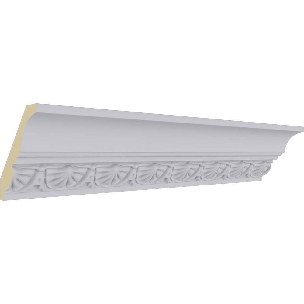 Ekena Millwork 2-3/4 in. x 2-7/8 in. x 94-1/2 in. Polyurethane Shell Crown Moulding