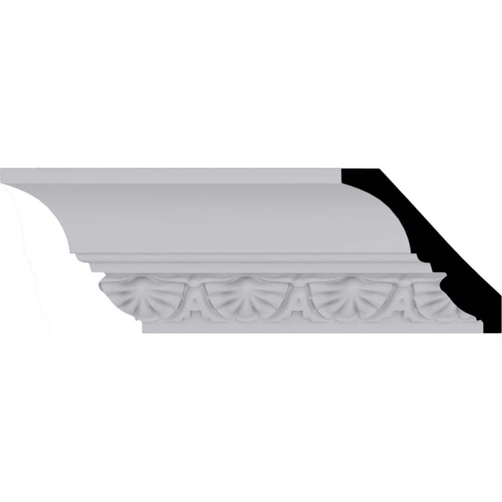 Ekena Millwork 2-3/4 in. x 2-7/8 in. x 94-1/2 in. Polyurethane Shell Crown Moulding
