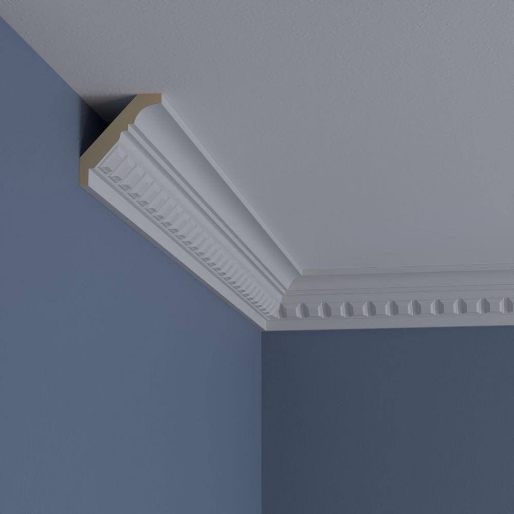 Ekena Millwork 2 in. x 2-1/4 in. x 94-1/2 in. Polyurethane Blackthorne Crown Moulding