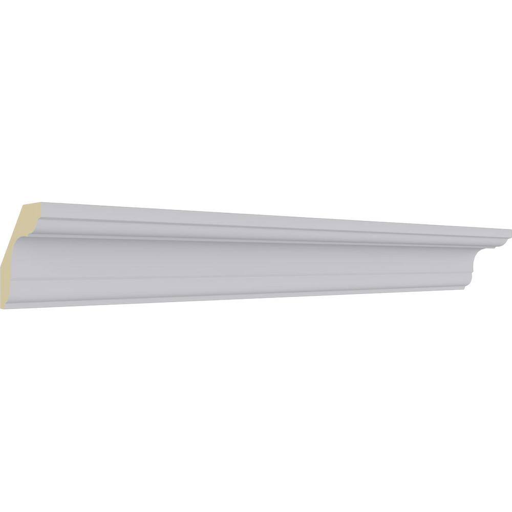 Ekena Millwork 2-1/4 in. D x 2-1/4 in. W x 94-1/2 in. L Polyurethane Jefferson Traditional Smooth Crown Moulding 12-Pack