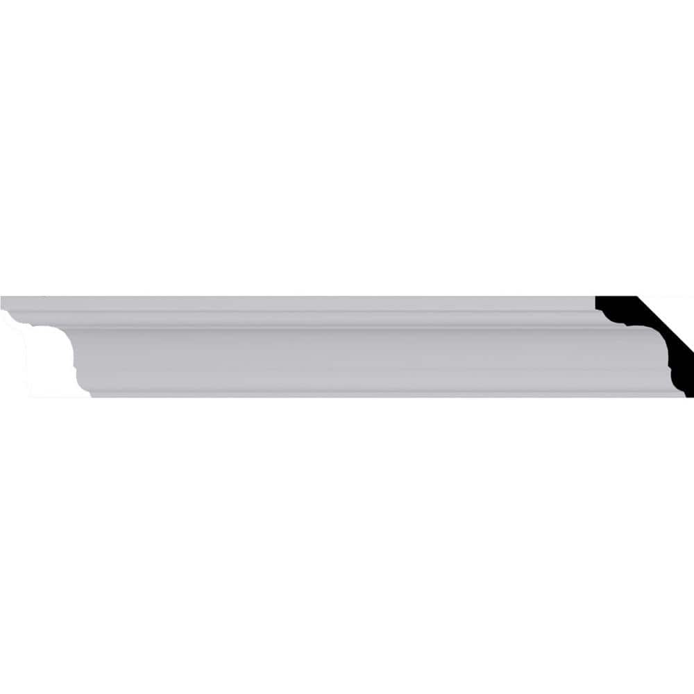 Ekena Millwork 2-1/4 in. D x 2-1/4 in. W x 94-1/2 in. L Polyurethane Jefferson Traditional Smooth Crown Moulding 12-Pack