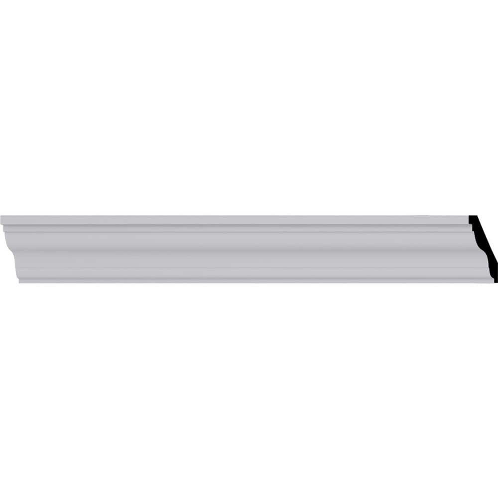 Ekena Millwork 2 in. x 2 in. x 94-1/2 in. Polyurethane Lyon Traditional Smooth Crown Moulding