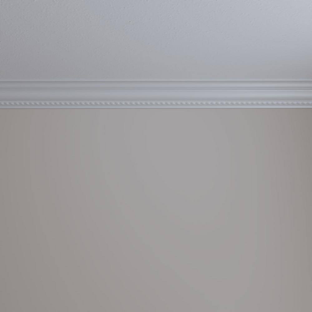 Ekena Millwork 3 in. D x 3 in. W x 94-1/2 in. L Polyurethane Crendon Bead and Barrel Crown Moulding 12-Pack