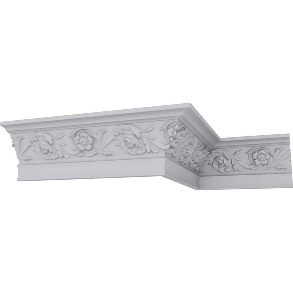 Ekena Millwork 2-1/8 in. x 3-1/8 in. x 94-1/2 in. Polyurethane Floral Crown Moulding