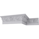 Ekena Millwork 2-1/8 in. x 3-1/8 in. x 94-1/2 in. Polyurethane Floral Crown Moulding